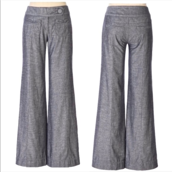 Anthropologie Elevenese 100% cotton blue wide pant Sz 2 - Picture 3 of 8